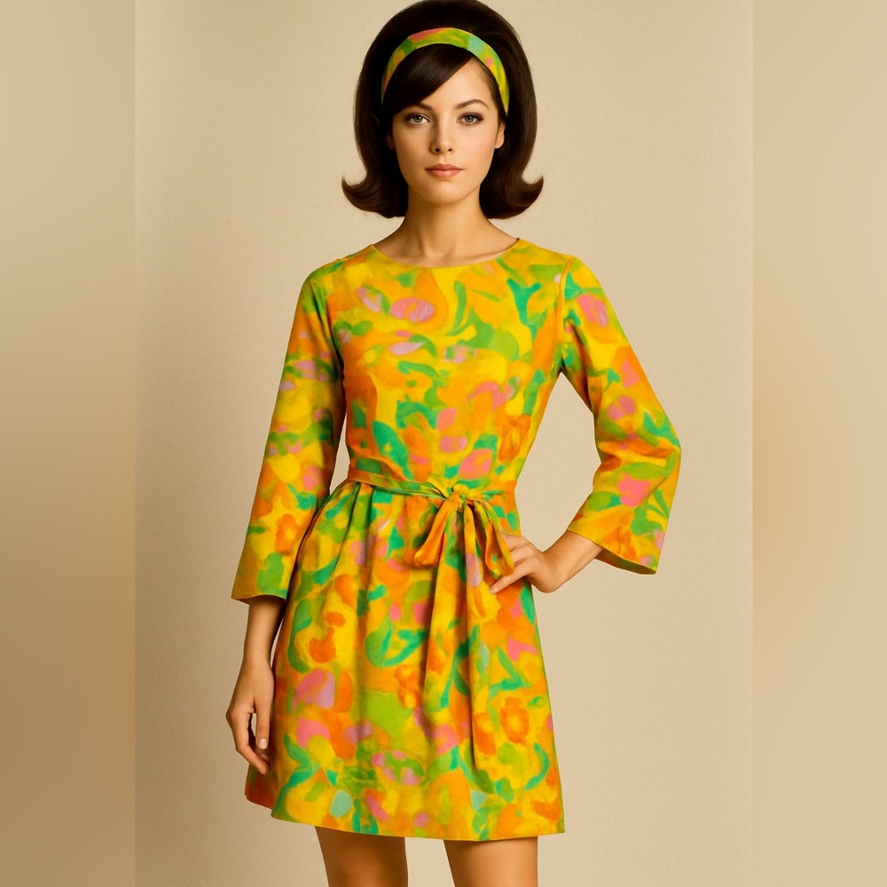 Rare Vintage 1960’s Kristina Gorby Psychedelic Dress